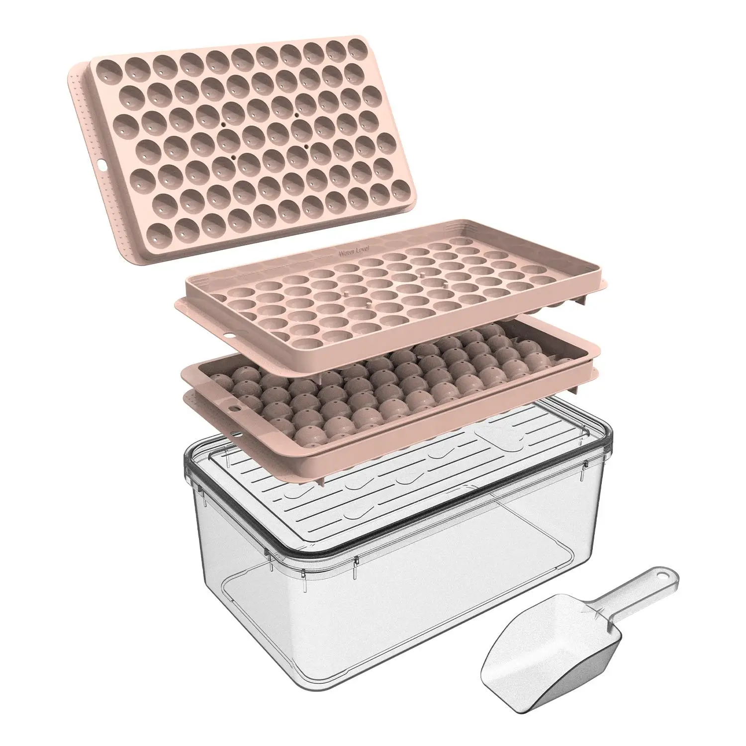 Large Capacity Ice Ball Mold with Ice Shovel, Including 2 Counts Ice Cube Tray, 1 Shovel & 1 Clear Box, Ice Maker, Ice Making Tool, Summer Gifts, Kitc