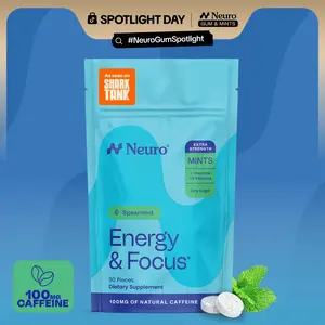 Neuro Extra Strength Energy Caffeine Mints (90 Pieces) - Sugar-Free Nootropic Gum for Energy & Focus with L-theanine, Caffeine, Vitamin B12 & Vitamin B6 - Spearmint Flavor