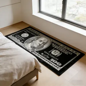 American Vintage Money Rug, Bedroom Bedside Long Mat, Bottom Creative Floor Pad, Soft Comfortable, Hand Wash Only, Home Decor, Soft Area Rug