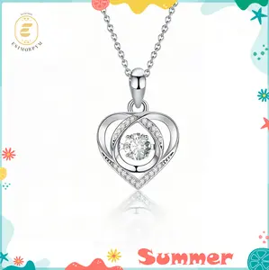 Moissanite Radiant Heart Pendant Necklace Valentine's Day Wedding Engagement Anniversary Romantic Elegant Gift Daily Wear