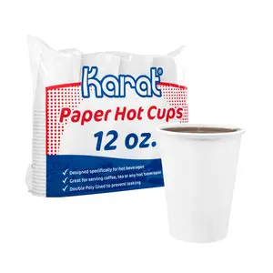 [300 ct] KARAT 12 oz Paper Coffee Cups | White | 90 mm