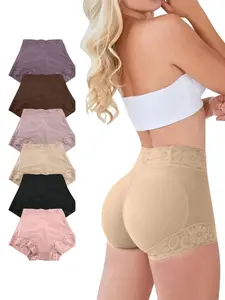 High Waist Butt Lifter faja Panties Lace Trim Tummy Control Shaper Shorts Seamless Booty Lifting Underwear Hip pad Enhancer for Women Plus Size Womenswear postpartum cincher Shapewear Leg Compression Beige