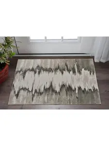 212 MAIN Stain-Proofed Polyester Blend 2x3 ft. Rectangle Contemporary Home Decor Rug, Gray/Ivory/Taupe Modern Abstract Casual Finish Area Rug for Living Room, Contemporary Rugs