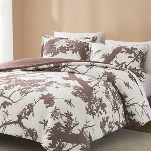 Lush Decor x Chuks Collins Sylvan Drift Comforter Set - Botanical Branches Pattern, Matelassé Weave, Ultra-Soft Cotton Blend, 3-Piece Bedding, Modern Nature-Inspired Design