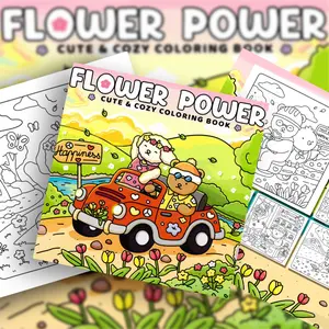 1PC FLOWER ROUTER Coloring Book, featuring cute animals in flower field outing patterns, Animal Illustrations, thick paper, stress-relief, relaxation drawing book, Valentine's Day gift, adult coloring book, Art Coloring