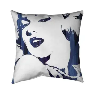 212 MAIN 26x26 in. Marilyn Monroe Blue Double-Sided Print Decorative Pillow, Marilyn Theme Textile for Indoor Use