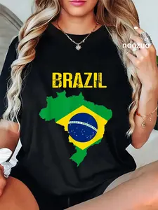 100% Cotton Brazil Flag tshirt, Brazil t-shirt, brazil shirt for women T-Shirt