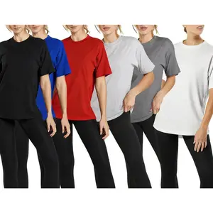 Women's 180g 100% Cotton 6-Pack Loose Fit Short Sleeve Crew Neck Classic Comfort Tee
