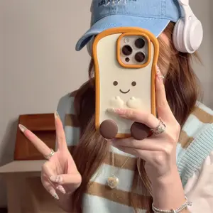 Cute Toast Design Phone Case, Fashion Phone Protective Cover, Phone Accessory Compatible with iPhone 12 13 14 15 16 Pro Max, Casing, Protector, Protection