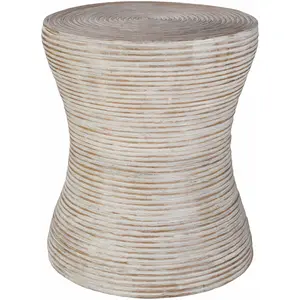 Tubigan Rustic Ribbed Hourglass End Table