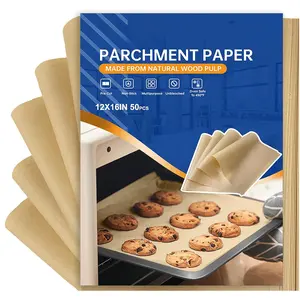 Paper Sheets for Baking 12-16 IN Precut Non-Stick  Paper Unbleached Baking Sheet Paper for Air Fryer,Baking,Sandwich,Grilling,Steaming,Suitable For Bread Cake Cookies 50p