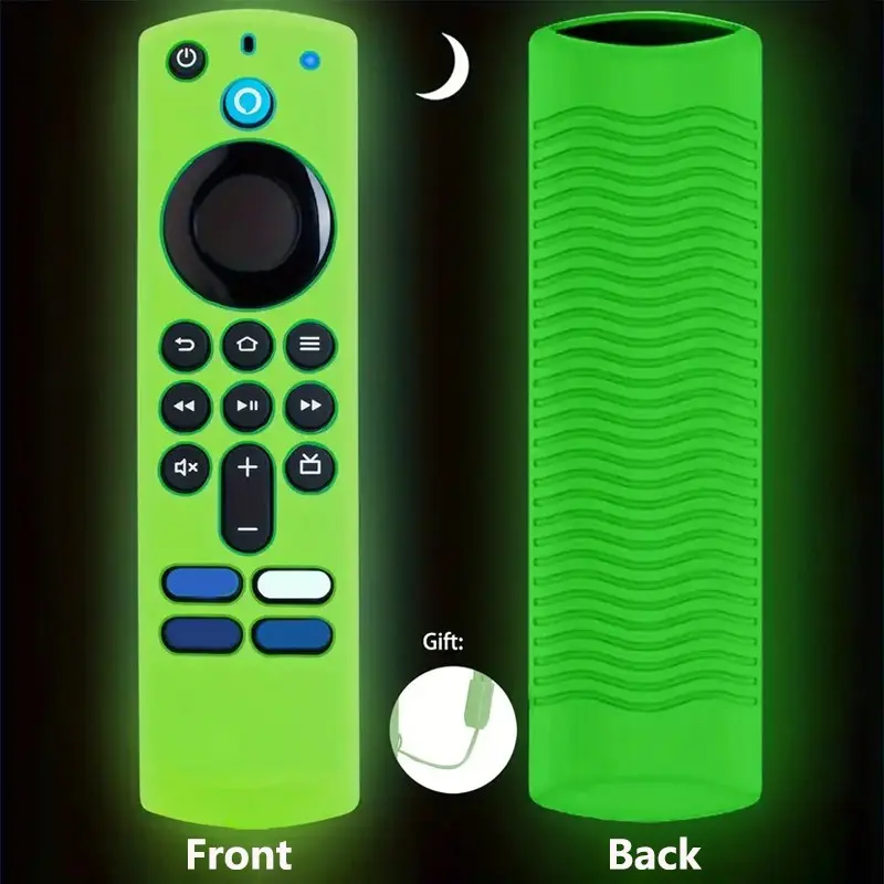 Luminous Silicone Remote Control Cover, 1 Count Glowing Durable Remote Control Protector, Dust Protection, Compatible with Fire TV Stick 4K / Echo Show 15 (2021) Streaming Device Remote Control