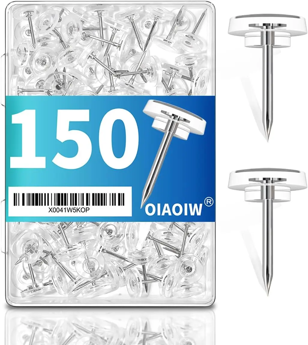150PCS Clear Thumb Tacks for wall Push pins for wall thumbtacks for Hanging