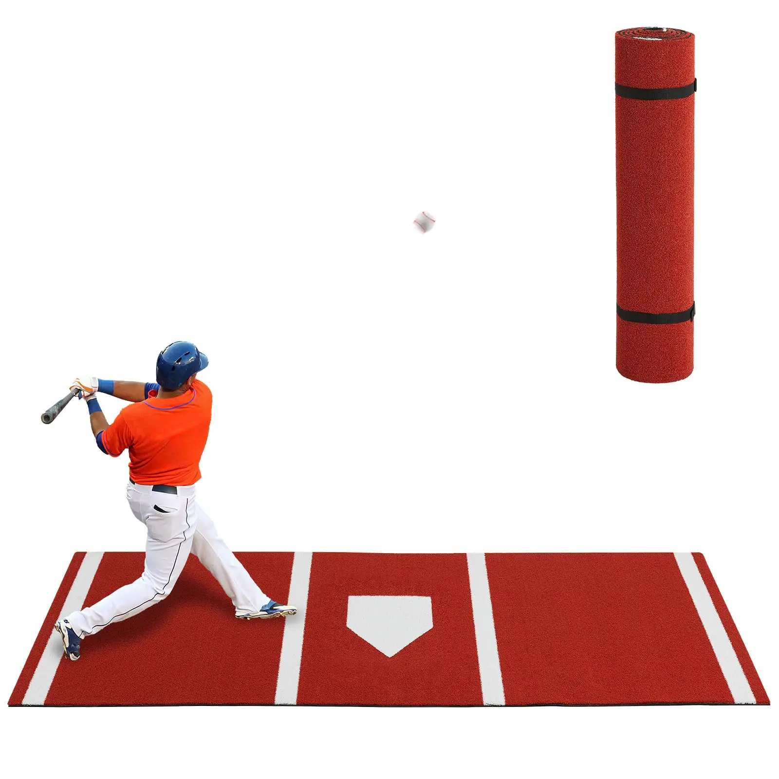 6x4 FT Baseball Batting Mat – Turf Hitting Mat with Batter’s Box & Home Plate, Ideal for Batting Cage & Baseball/Softball Practice