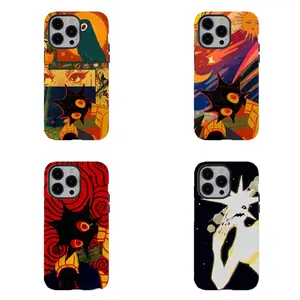 Emo Gothic Surreal Abstract Phone Case, Bold Red Swirl Spooky Celestial Tough Cover, Compatible for iPhone 17Promax 16 15 14 13 12 11 and for Samsung S26-S21, Moody Avant‑Garde Indie Protective Case, Cool Gift, Unique Gift