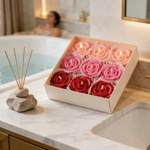 9 Pcs Rose Aromatherapy Candles Gift Box, Romantic Scents for Bedroom, Party, Spa, Home Relaxation, Wedding Decor, Holiday Gifts