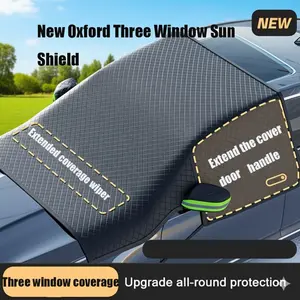 Windshield Cover with Straps Anti-Wind - Foldable All-Season Car Sunshade Protector, Reflective UV Heat Block Dustproof, Easy Install for Most Vehicles Durable Weatherproof