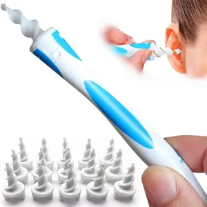 Qgrips Earwax Removal Tool, Spiral Earwax Remover, Reusable Ear Cleaning Kit, Safe Ear Cleaner, Ear Canal Cleaner, Includes 15 Soft Flexible Replacement Pieces