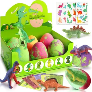 Kids Bath Bombs with Dinosaur Toys Inside — XXL Fizzy Bath Eggs Gift Set for Boys & Girls Ages 3‑9 — Easter Gifts & Birthday Presents, Gentle Kid‑Safe Bath Fizzies