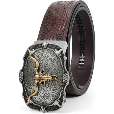 Cowboy Western Ratchet Belt for Men Women with Automatic Western SANSTHS Ratchet Cowboy Belt, Western Ratcheting Belts for  main image 3