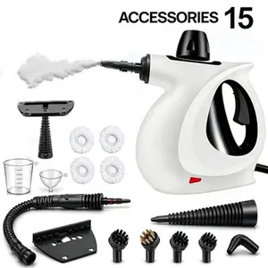 1050W Pressurized Handheld Multi-Purpose Steam Cleaner, High-Temperature and High-Pressure Steam Cleaning Equipment, Equipped with 15 Replacement Accessories and Safety Lock, Continuous Steam Output, Suitable for Home, Kitchen, and Car Cleaning