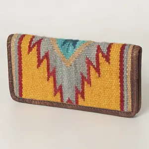 American Darling Wallet Bag Hand Woven Saddle Blanket Genuine Leather Western Purse with YKK Zipper & Well-compartmentalized