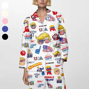 Trump President Pajama Set, Trump Premium Satin Pajama, Trump Supporter Sleepwear