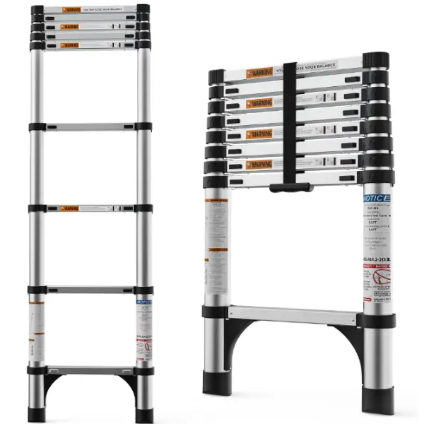 8.5 FT Aluminum Telescoping Ladder, 330 LBS Capacity, Heavy Duty Collapsible Extension Ladder, Multi-Purpose Ladder for Home, RV and Outdoor