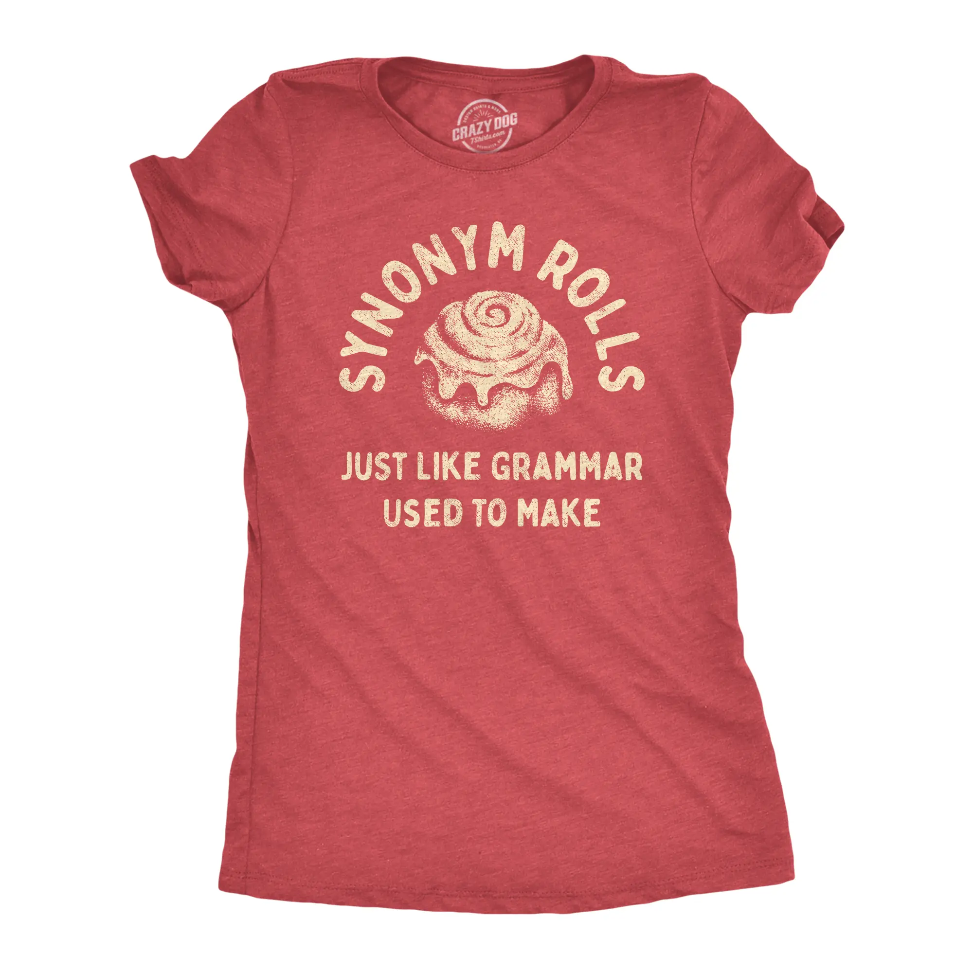 Womens Synonym Rolls Just Like Grammar Used to Make T Shirt Funny Graphic Tee for Ladies Funny Womens T Shirts Cute Vintage Fashion Casual Ladies T-Shirt Gift Funny Food Top Women's Novelty Tees Red