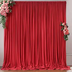 Elegant Red Polyester Backdrop Curtain 2 Panels 5ft x 10ft for Weddings Parties Halloween Christmas Photoshoot Decorations Wrinkle-Free Easy Draping Banners