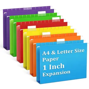 6 Pack 1 Inch Expansion Hanging File Folders, Letter Size with 1/5-Cut Adjustable Tab, Extra Capacity Hanging Folders, Ideal for School Classroom and Office Supplies