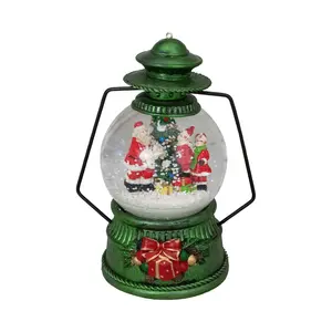 Northlight 8" Santa Claus and Kids By Tree Lantern Snow Globe