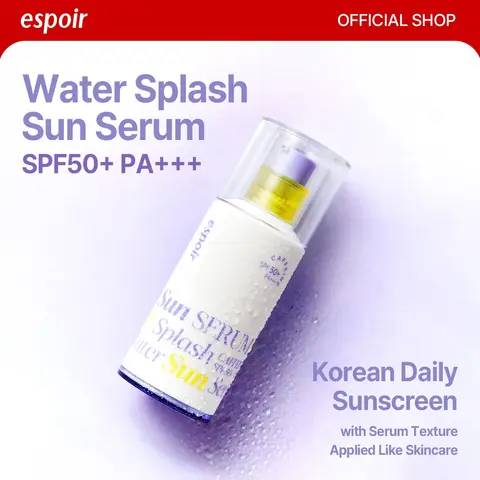 [Espoir Official] Water Splash Sun Serum SPF 50+ | Lightweight Hydrating Sunscreen with Hyaluronic Acid, Peptides & Caffeine, Translucent Finish | Vegan K-Beauty