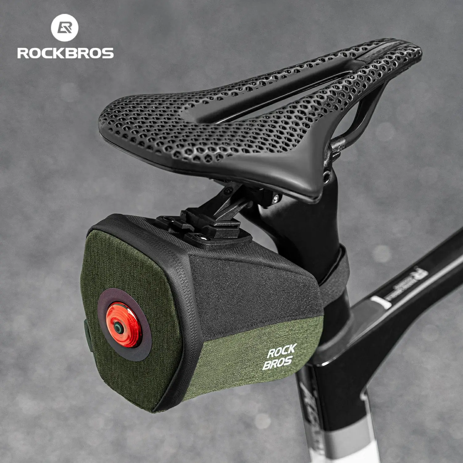 ROCK BROS Multifunctional Cycling Tail Bag With Light USB Rechargeable IPX6 Waterproof 5 Modes 0.45L Capacity 3D Structure Reflective Details