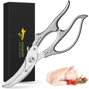 MAD SHARK Stainless Steel Kitchen Scissors Heavy Duty for Cutting Chicken Duck Goose Fish Bones Multipurpose Sharp High Hardness Kitchen Tools Must-Have for Cooking Bone Cutter Food Prep Scissors Chef Tools Durable Razor Sharp Quality Cutting Shears