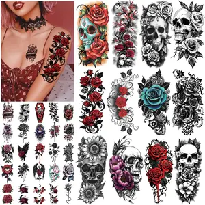 Mix Tribal Temporary Tattoos for Adults, 77 Sheets Black Tribal Fake Tattoos Waterproof Realistic Half Arm Body Art Stickers for Men Women Boy