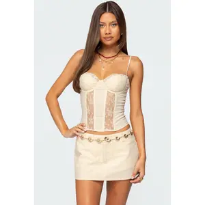 Avena Linen Look Lacey Corset