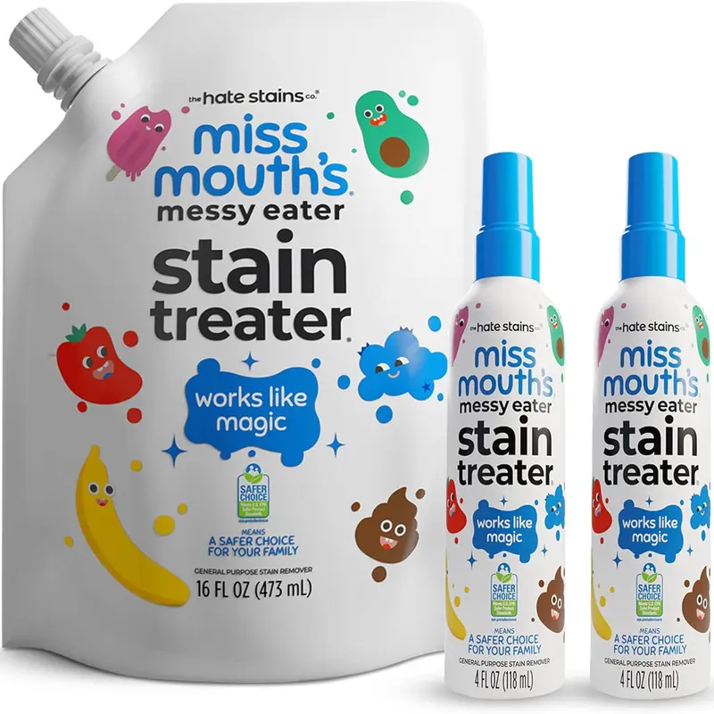 Miss Mouth’s Messy Eater Stain Treater Refill Ready Kit - 2 Pack Stain Remover Spray and 16oz Refill Pouch
