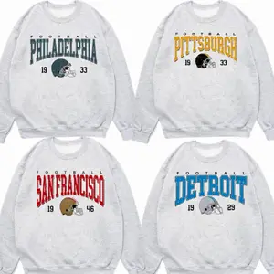 Vintage 90s All Team Football Sweatshirt – Ash Grey Unisex Pullover, Retro Game Day Style, Graphic Football Outfit, Gift for Fans, Classic Fall Sportswear,  Philadelphia, Dallas, Chicago, Buffalo