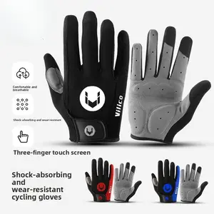 Riding Long Finger Men's and Women's Breathable Anti-Slip Shock Absorbing All-Finger Mountain Bike Road Bike Bicycle Gloves Road Bike Winter Cycling Windproof Riding