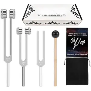 Tuning Forks Set(128Hz,256Hz,512Hz) Weighted & Unweighted Tuning Fork for  Chakra/Sound /Yoga and Meditation Frequency  Devices Good  for Women