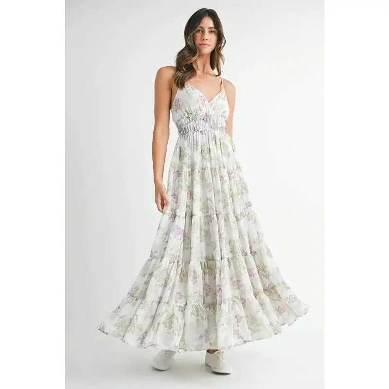 Floral Print Tiered Cami Maxi Dress Green Casual Flowy Summer Feminine Chic Comfortable Womenswear - TikTok Shop Floral Print Tiered Cami Maxi Dress Green Casual Flowy Summer Feminine Chic Comfortable Womenswear - TikTok Shop