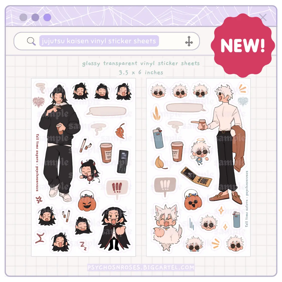 geto & gojo fall time clear deco sticker sheets geto & gojo fall time clear deco sticker sheets