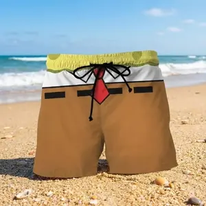 Sponge bob Beach Shorts, Funny Men Swimwear, Boyfriend Swim Trunk Party, Vacation Hawaiian Short, Gift for Him