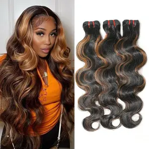 [We Heart Shops]Cambodian 11A Virgin Hair Bundles F1B 30 Highlight Straight Body Wave Spring Deal
