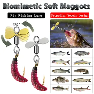 5Pcs/Box Propeller Sequin Soft Maggots Fly Fishing Flies Insects Bait Artificial Fishing Lure For Salmon Trout Fly Fishing Lures