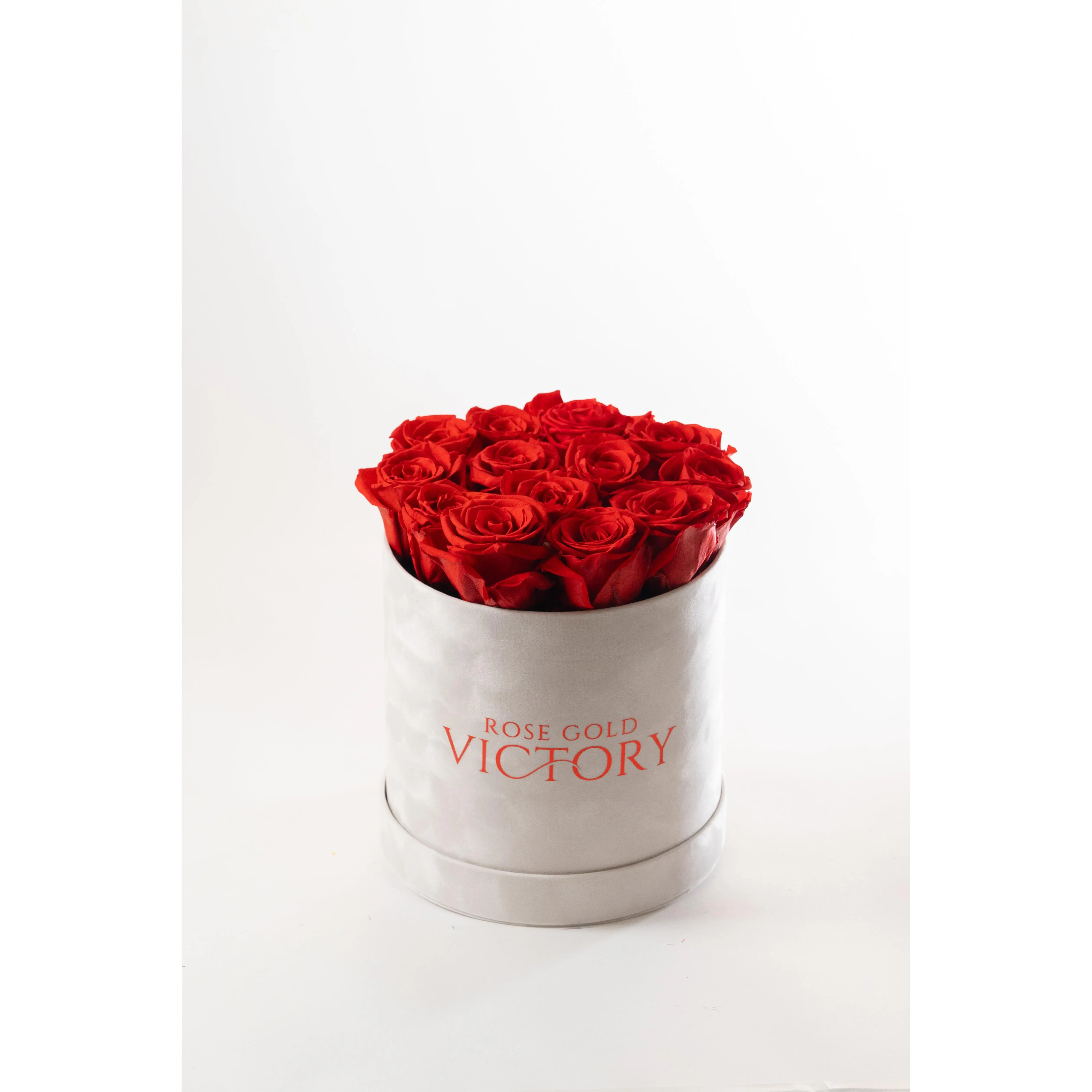 Red Roses in White Round Box (LG)