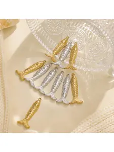 5 pieces of stainless steel single-sided small fish accessories - European and American marine style creative DIY necklace long fish pendants