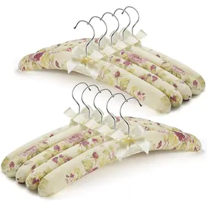 Padded Clothes Hangers for Sweaters – Women Padded Coat Hangers- Foam Hanger Non Slip Satin Canvas Covers for Adults Wedding Bridesmaid (Pack of 10)