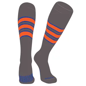 PEAR SOX Striped OTC Baseball, Softball, Football Socks (C) Graphite, Royal, Orange